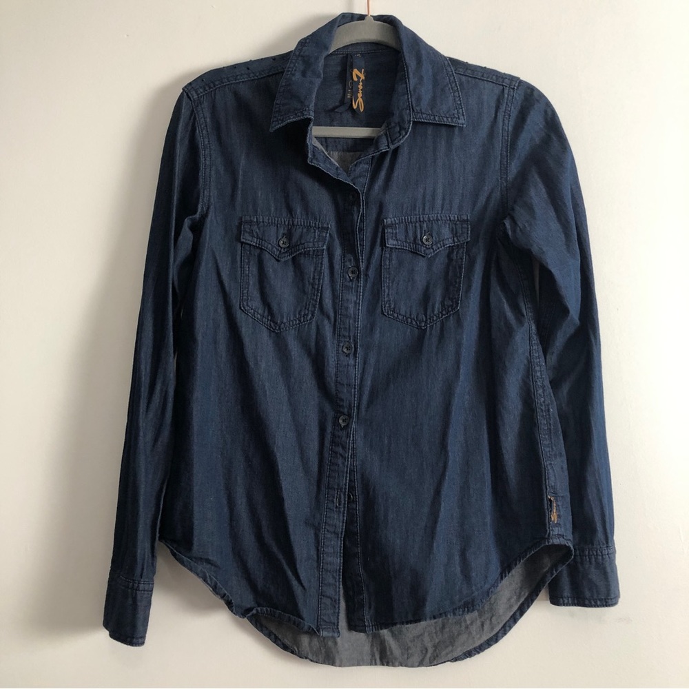 Seven 7 Denim button up shirt, with stud embellished detail on back, size XS